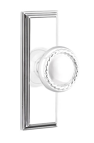 Emtek Rope Knob with 7 Inch Wilshire Sideplate