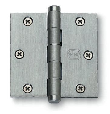 Omnia Square Corner 3.5 Inch Solid Brass Plain Bearing Door Hinges (each)