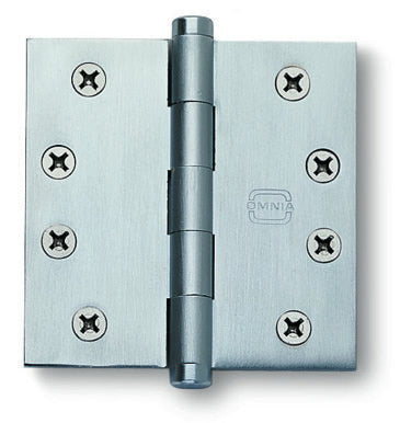 Omnia Square Corner 4 Inch Solid Brass Plain Bearing Door Hinges (each)