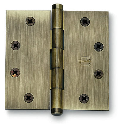 Omnia Square Corner 4.5 Inch Solid Brass Plain Bearing Door Hinges (each)