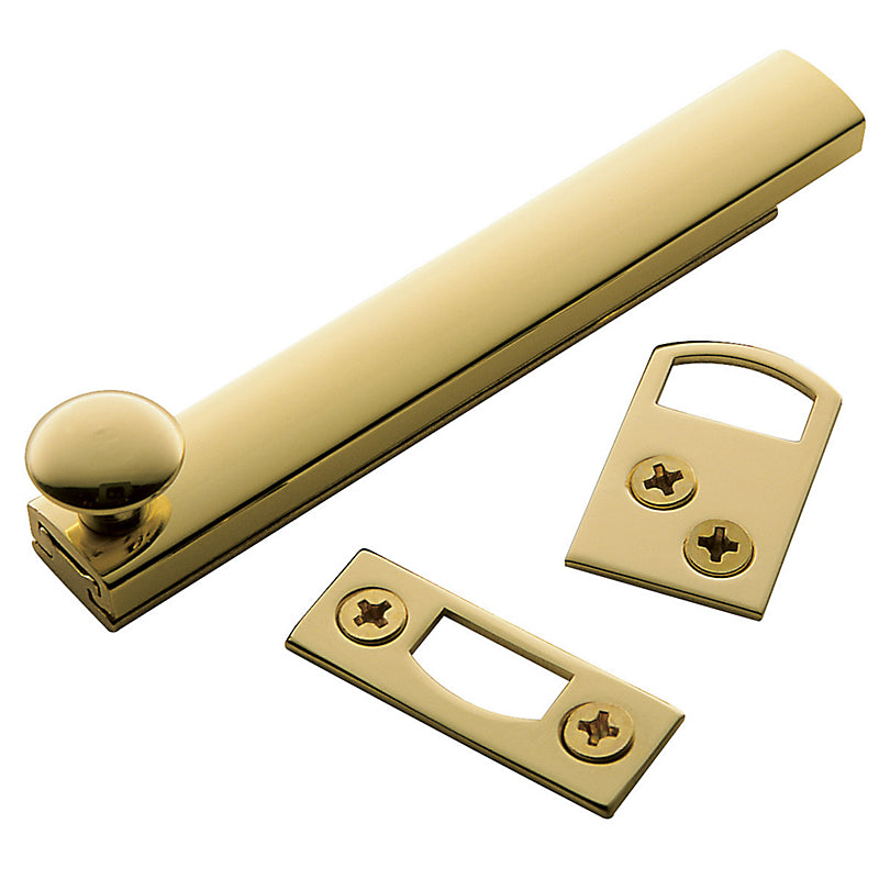 Baldwin 4" Surface Bolt Lifetime Polished Brass