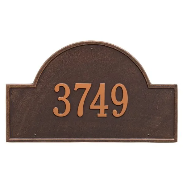 Whitehall 1001 Arch Marker Estate Lawn Address Plaque in Antique Copper