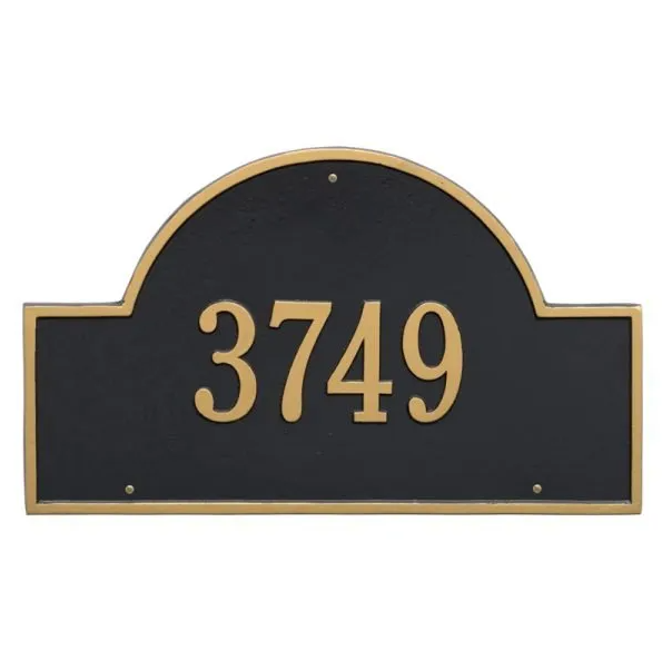 Whitehall 1001 Arch Marker Estate Lawn Address Plaque in Black and Gold