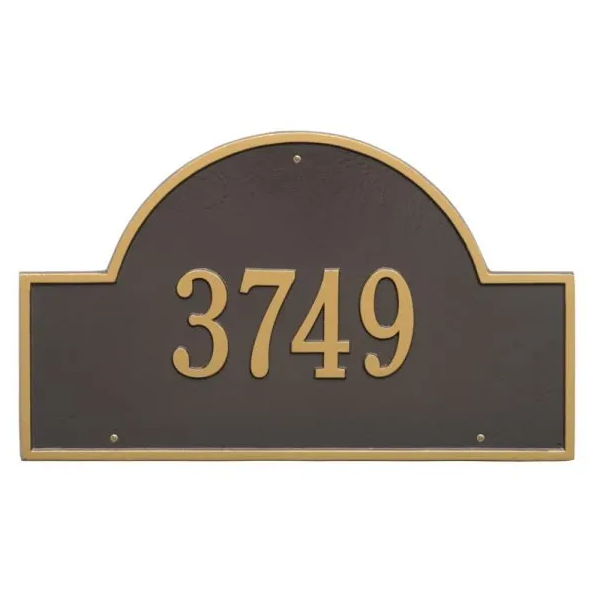 Whitehall 1001 Arch Marker Estate Lawn Address Plaque in Bronze and Gold