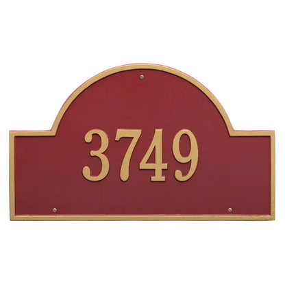 Whitehall 1001 Arch Marker Estate Lawn Address Plaque in Red and Gold