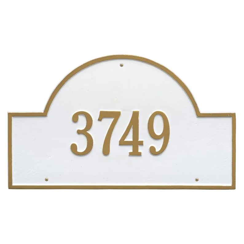Whitehall 1001 Arch Marker Estate Lawn Address Plaque in White and Gold