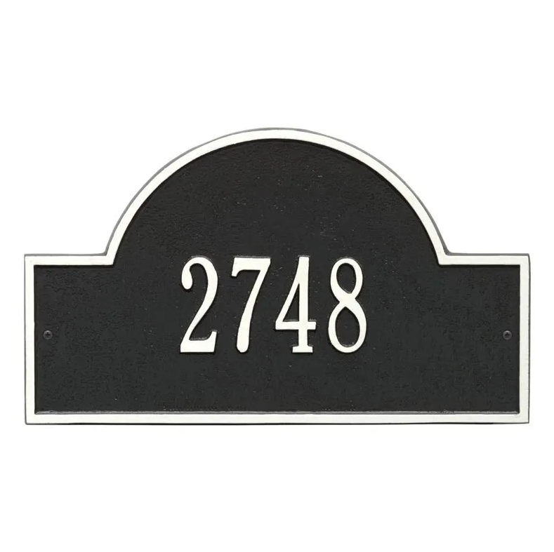 Whitehall 1002 Arch Marker Estate Lawn Address Plaque in Black and White