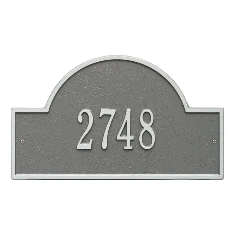 Whitehall 1002 Arch Marker Estate Lawn Address Plaque in Pewter and Silver