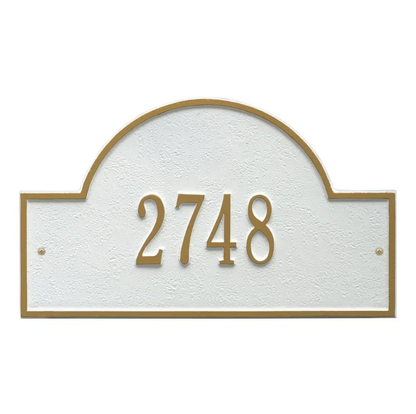 Whitehall 1002 Arch Marker Estate Lawn Address Plaque in White and Gold
