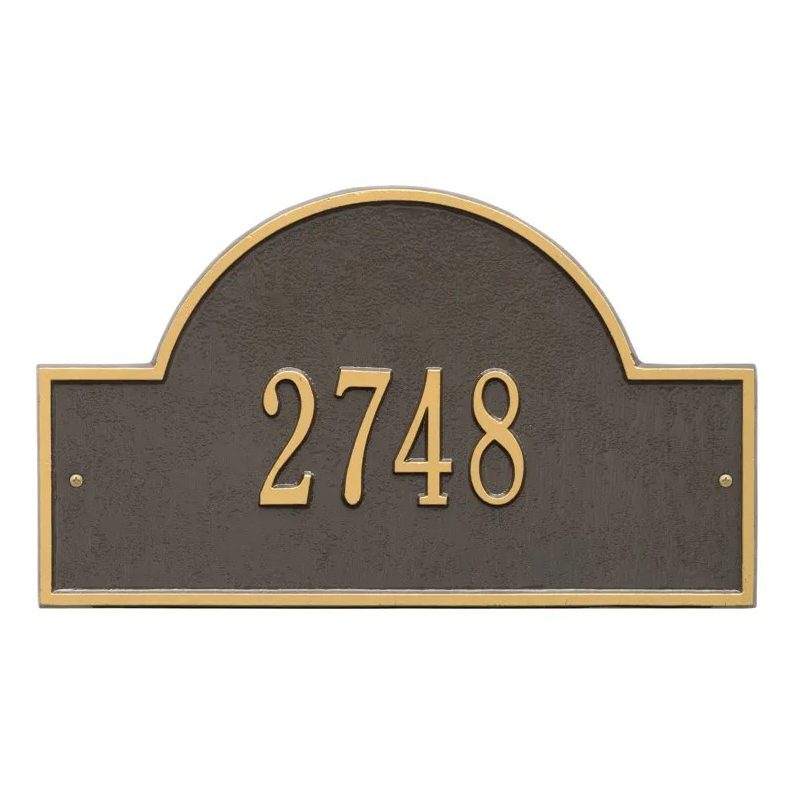 Whitehall 1003 Arch Marker Estate Lawn Address Plaque in Bronze and Gold