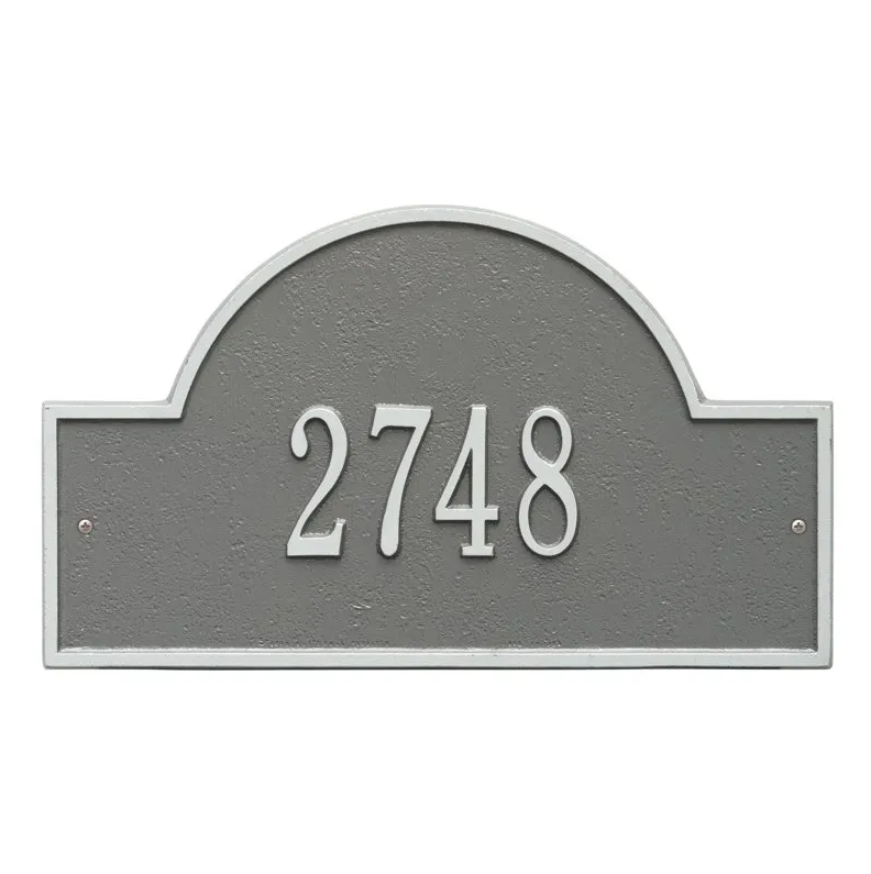 Whitehall 1003 Arch Marker Estate Lawn Address Plaque in Pewter and Silver
