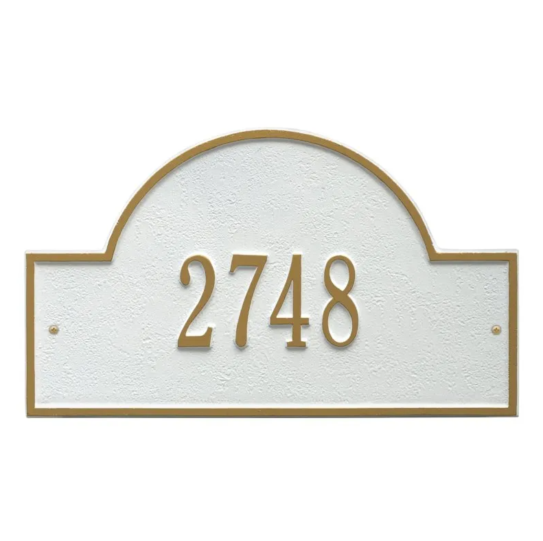 Whitehall 1003 Arch Marker Estate Lawn Address Plaque in White and Gold