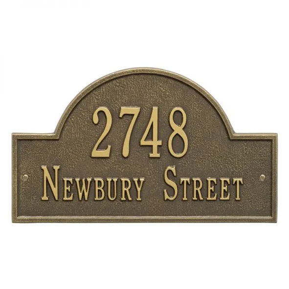 Whitehall 1004 Arch Marker Estate Lawn Address Plaque in Antique Brass