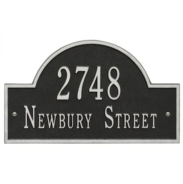 Whitehall 1004 Arch Marker Estate Lawn Address Plaque in Black and Silver