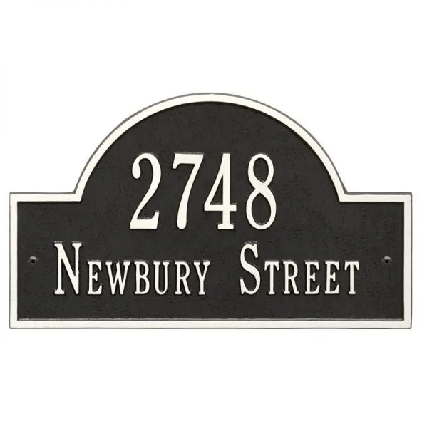 Whitehall 1004 Arch Marker Estate Lawn Address Plaque in Black and White