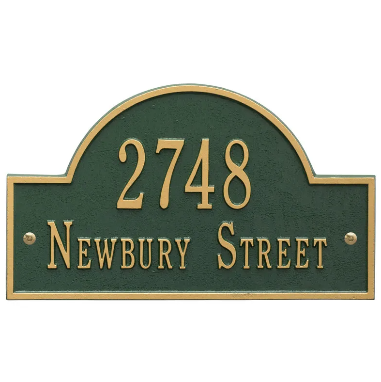 Whitehall 1004 Arch Marker Estate Lawn Address Plaque in Green and Gold