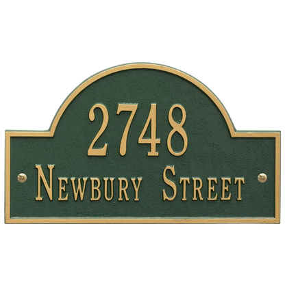 Whitehall 1004 Arch Marker Estate Lawn Address Plaque in Green and Gold