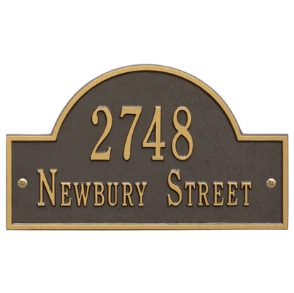 Whitehall 1004 Arch Marker Estate Lawn Address Plaque in Bronze and Gold