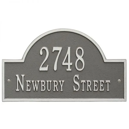 Whitehall 1004 Arch Marker Estate Lawn Address Plaque in Pewter and Silver
