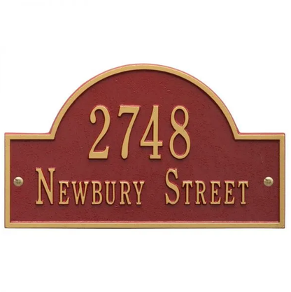 Whitehall 1004 Arch Marker Estate Lawn Address Plaque in Red and Gold
