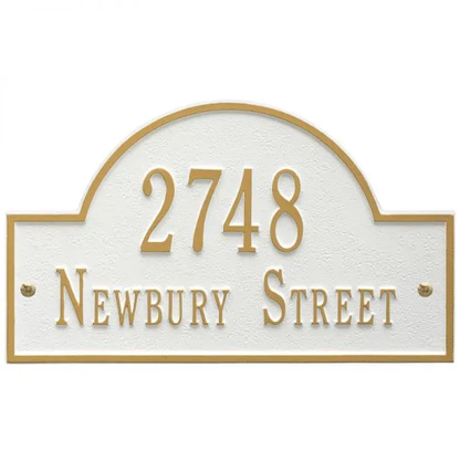 Whitehall 1004 Arch Marker Estate Lawn Address Plaque in White and Gold