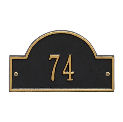 Whitehall 1007 Arch Marker Estate Lawn Address Plaque in Black and Gold