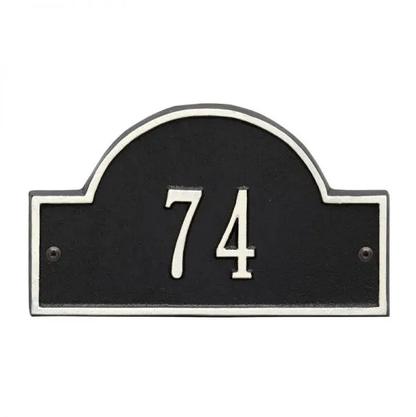 Whitehall 1007 Arch Marker Estate Lawn Address Plaque in Black and White