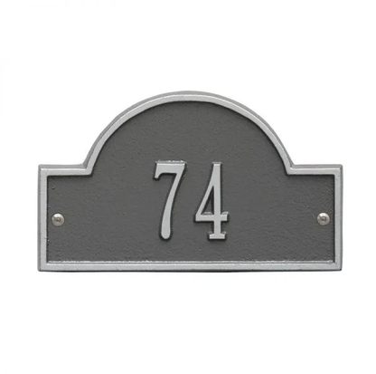 Whitehall 1007 Arch Marker Estate Lawn Address Plaque in Pewter and Silver