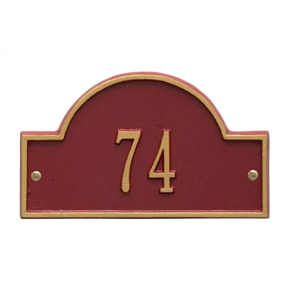 Whitehall 1007 Arch Marker Estate Lawn Address Plaque in Red and Gold