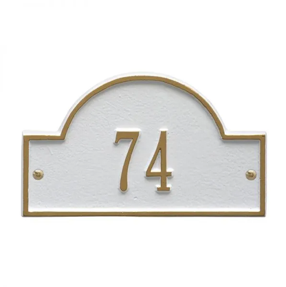 Whitehall 1007 Arch Marker Estate Lawn Address Plaque in White and Gold