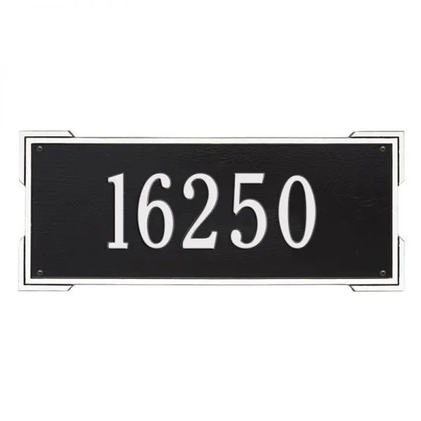 Whitehall 1019 Arch Marker Estate Lawn Address Plaque in Black and White