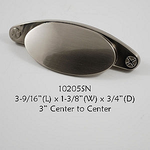 Cabinet Cup Pull-  Shown in Satin Nickel