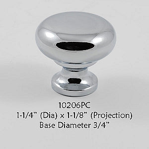 Cabinet Knob -  Shown in Polished Chrome