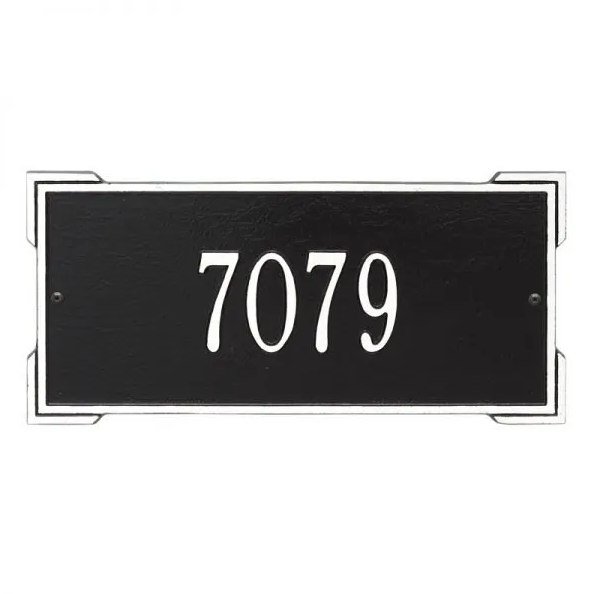 Whitehall 1021 Arch Marker Estate Lawn Address Plaque in Black and White