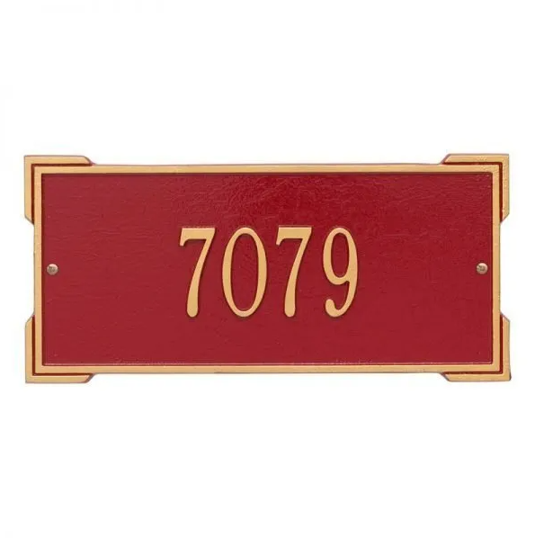 Whitehall 1021 Arch Marker Estate Lawn Address Plaque in Red and Gold