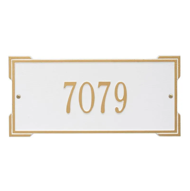 Whitehall 1021 Arch Marker Estate Lawn Address Plaque in White and Gold