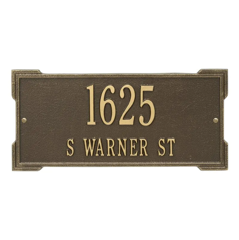 Whitehall 1022 Arch Marker Estate Lawn Address Plaque in Antique Brass