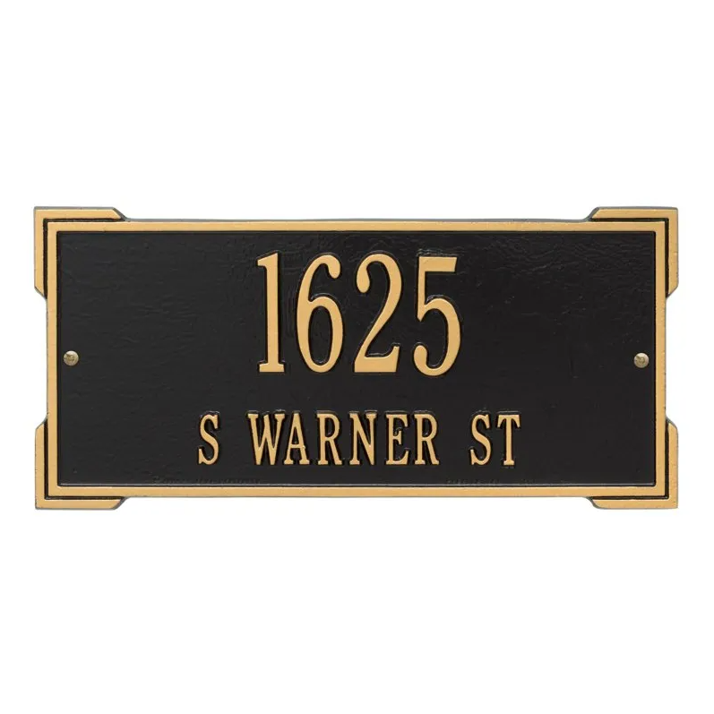 Whitehall 1022 Arch Marker Estate Lawn Address Plaque in Black and Gold
