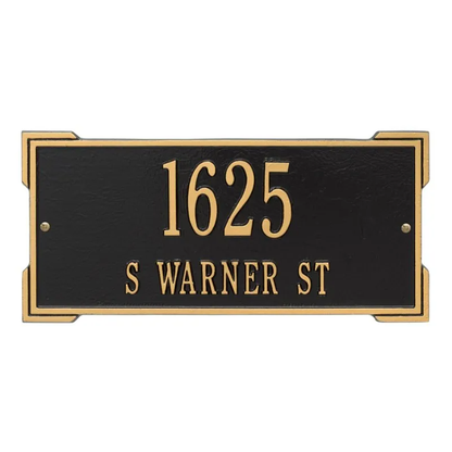 Whitehall 1022 Arch Marker Estate Lawn Address Plaque in Black and Gold