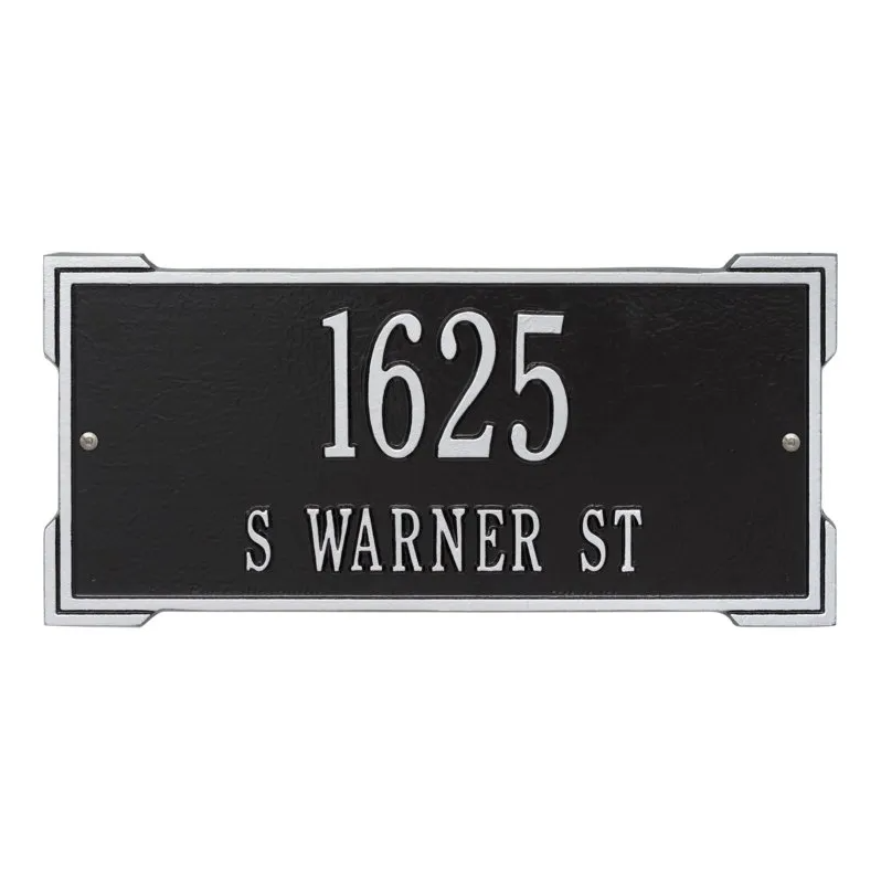 Whitehall 1022 Arch Marker Estate Lawn Address Plaque in Black and Silver