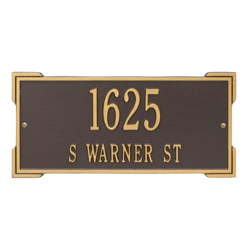 Whitehall 1022 Arch Marker Estate Lawn Address Plaque in Bronze and Gold