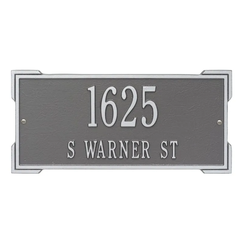 Whitehall 1022 Arch Marker Estate Lawn Address Plaque in Pewter and Silver