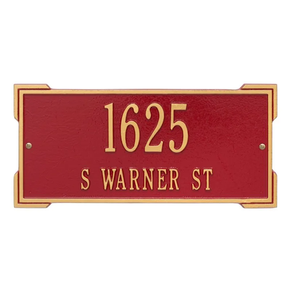Whitehall 1022 Arch Marker Estate Lawn Address Plaque in Red and Gold