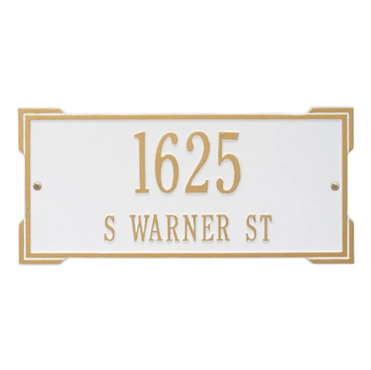 Whitehall 1022 Arch Marker Estate Lawn Address Plaque in White and Gold