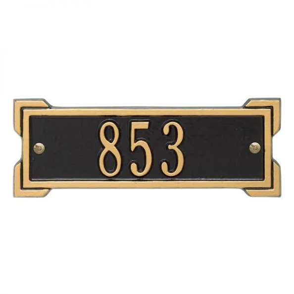 Whitehall 1025 Arch Marker Estate Lawn Address Plaque in Black and Gold
