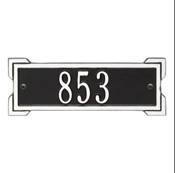 Whitehall 1025 Arch Marker Estate Lawn Address Plaque in Black and White