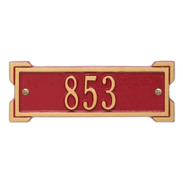Whitehall 1025 Arch Marker Estate Lawn Address Plaque in Red and Gold