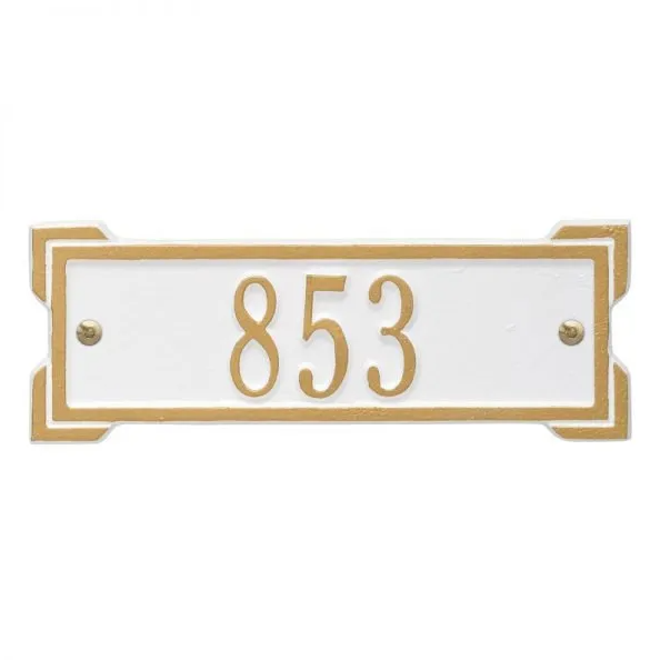 Whitehall 1025 Arch Marker Estate Lawn Address Plaque in White and Gold