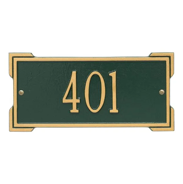  Whitehall 1026 Arch Marker Estate Lawn Address Plaque in Green and Gold