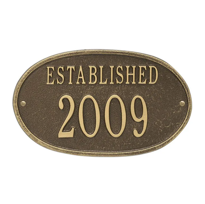 Whitehall Established Date Plaque Standard Wall One Line